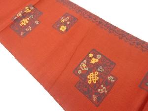 色紙に花瓶・花唐草模様織出し洒落袋帯